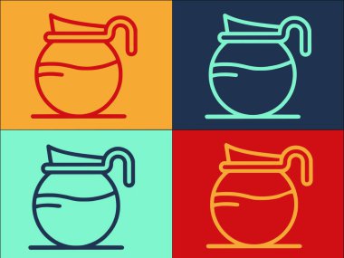 Kahve Logosu Şablonu için cam sürahi, Cam Düz Simge, kahve, içecek