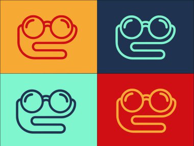 Yaşlı Adam Logo Şablonu için Gözlükler, Son Sınıfın Basit Düz Simgesi, Gözlükler, Adam