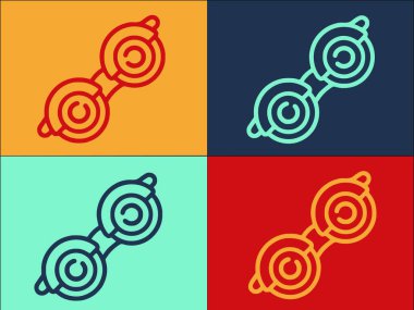 Gözlüklü Phoropter Logo Şablonu, Basit Düz Tıbbi Simge, göz doktoru, gözlük