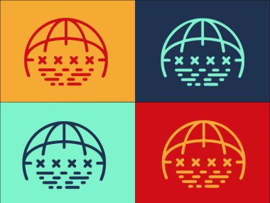 Küresel Kimlik Doğrulama Logosu Şablonu, Küresel Düz Simge, Güvenlik, Konsept