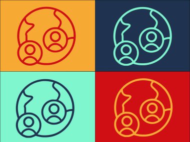 Küresel Mürettebat Logo Şablonu, Küresel Düz Simge, Teknoloji, İletişim