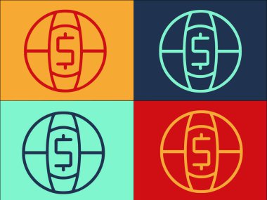 Küresel Para Birimi Logo Şablonu, Basit Düz İşletme Simgesi, Yatırım, Para Birimi