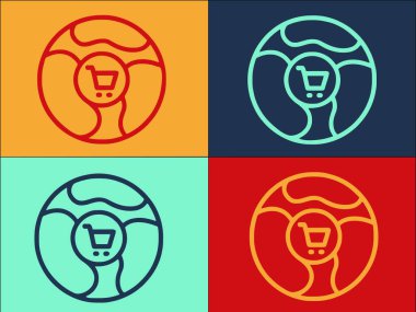 Küresel Pazarlama Logosu Şablonu, Basit Düz İş Simgesi, Küresel, Konsept