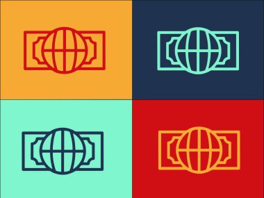Küresel Para Logosu Şablonu, Basit Düz İş Simgesi, Para, Küresel
