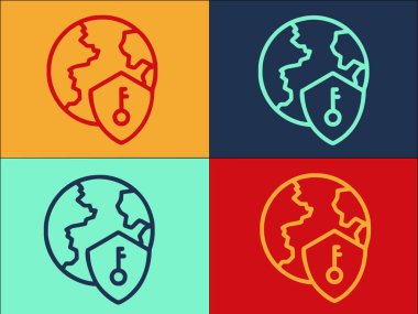 Global Ssl Güvenlik Logo Şablonu, ssl, güvenlik ve İnternet 'in Basit Düz Simgesi