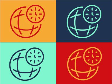 Küresel Çalışma Saatleri Logo Şablonu, Küresel İş, İş, Basit Düz Simge