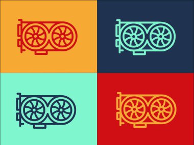 Gpu Grafik Kartı Logo Şablonu, Gpu 'nun Basit Düz Simgesi, Bilgisayar, Teknoloji