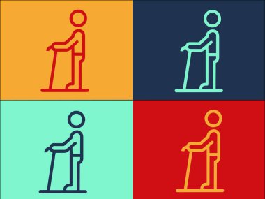 Büyükbaba Yürüyen Çubuk Logo Şablonu, Yaşlı, yaşlı, büyükbabanın Basit Düz Simgesi