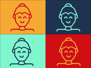 Büyükanne Logo Şablonu, Büyükanne, büyükanne ve insanların Basit Düz Simgesi