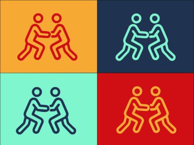 Greko Roma Güreş Dövüş Logosu, Basit Düz Güreş Simgesi, Dövüş, Erkekler