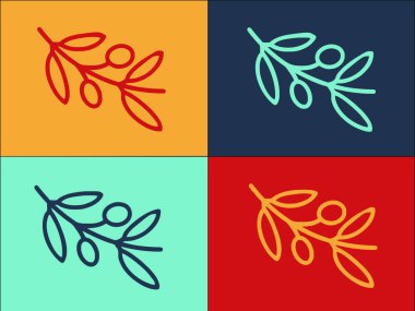 Yunanistan Zeytin Dalları Logo Şablonu, Organik, zeytin ve dalların Basit Düz Simgesi