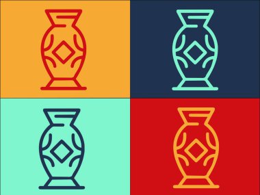 Yunan Amforo Logo Şablonu, Yunanca, antika ve vektörün Basit Düz Simgesi