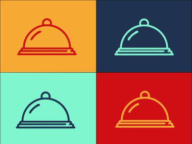 Yunan Gıda Tepsisi Logo Şablonu, Basit Düz Yiyecek Simgesi, Yunanca, Tepsi