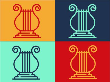 Yunan Harp Logosu Şablonu, İllüstrasyon Basit Düz Simgesi, Arp, Yunanca