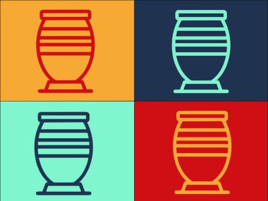 Yunan Çömlek Logosu Şablonu, Çömlekçiliğin Basit Düz Simgesi, Yunanca, Amforo