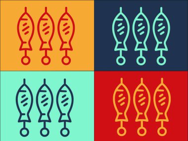 Izgara Balık Logosu Şablonu, Basit Düz Yemek Simgesi, Yiyecek, Balık