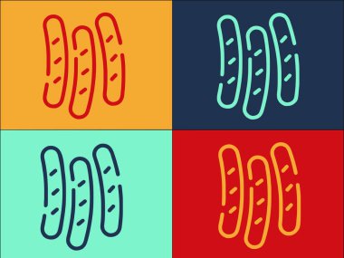 Izgara Sosis Logo Şablonu, Izgaranın Basit Düz Simgesi, Et, Yemek