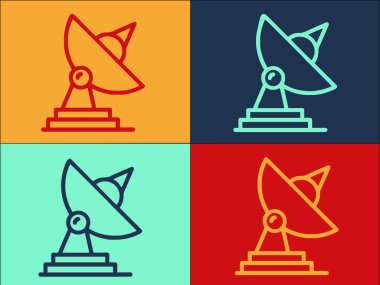 Yer Radyosu Uydu Logosu Şablonu, Basit Radyo Düz Simgesi İletişim, Teknoloji