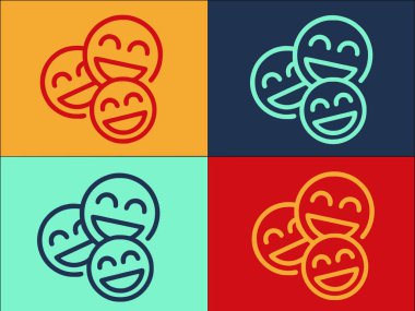 Grup Kahkaha Emoji Logo Şablonu, Karakterin Basit Düz Simgesi, yüz, komik