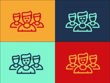 Grup İnsanları Etkileşimi Logo Şablonu, Takım çalışmasının Basit Düz Simgesi, İnsanlar, Etkileşim
