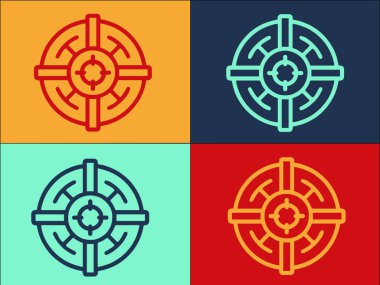 Gunsight Logo Şablonu, Basit Düz Manzara Simgesi, Doğa, Dağlar