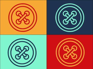 Tuhafiye Düğmesi Logo Şablonu, Tuhafiyenin Basit Düz Simgesi, Dikiş Dikiş, Terzi