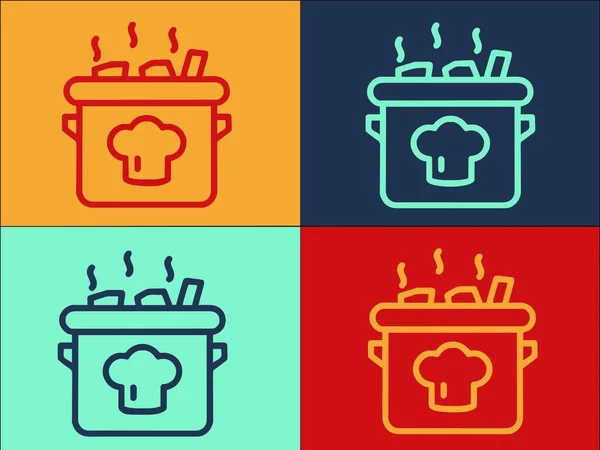 Food Pan Logo Template Ícone Liso Simples Panela Alimentos Cozinhar — Vetor de Stock