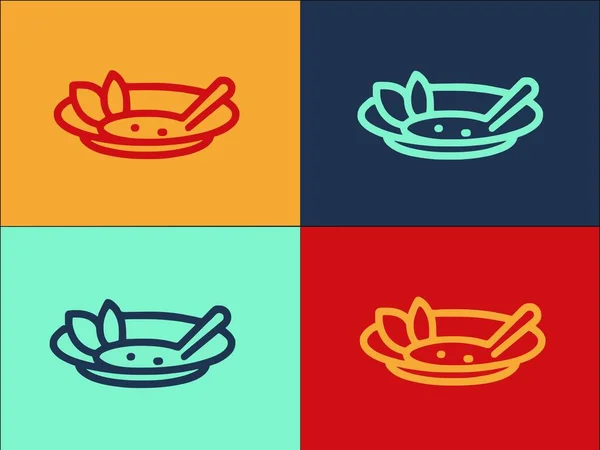 Gıda Çorbası Tabağı Logo Şablonu Tabağın Basit Düz Simgesi Çorba — Stok Vektör