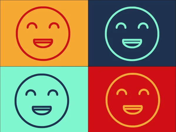 Funny Emoji Smile Logo Template Simple Flat Icon Funny Cartoon — Stock Vector