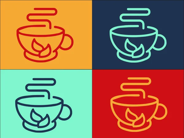Modelo Logotipo Copo Chá Vidro Ícone Plano Simples Vidro Chá — Vetor de Stock
