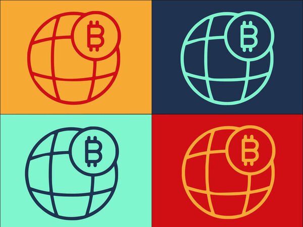 Global Bitcoin Logo Template, Simple Flat Icon of business, bitcoin, internet