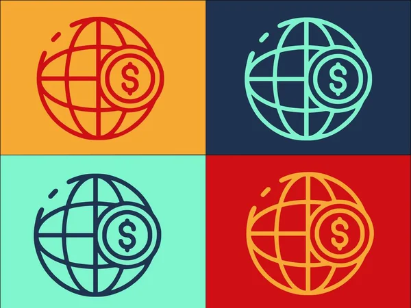 全球货币销售标志模板 简单的全球平面图标 — 图库矢量图片