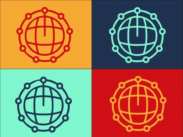Global Network Blockchain Logo Szablon Prosta Płaska Ikona Sieci Technologii — Wektor stockowy