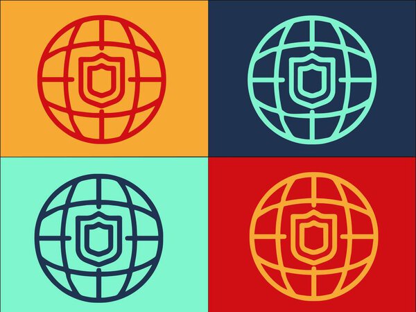 Global Secured Personal Information Logo Template, Simple Flat Icon of information, security, internet