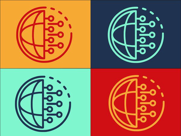 Global Technology Logo Template, Simple Flat Icon of technology, network, business