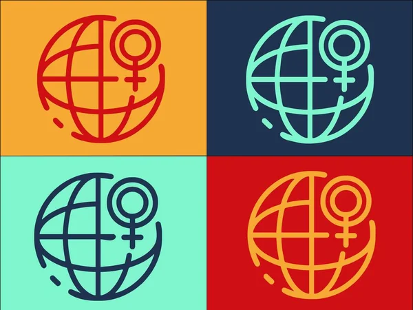 Global Women Empowerment Logo Template Simple Flat Icon Empowerment Women — 图库矢量图片