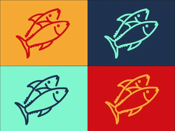 Modelo Grego Logotipo Peixe Mar Ícone Liso Simples Peixe Mar — Vetor de Stock