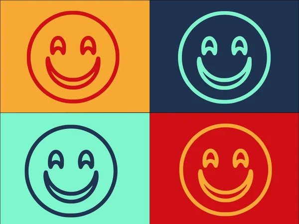 Grinning Face Logo Template Einfache Flache Ikone Des Gesichts Lächeln — Stockvektor