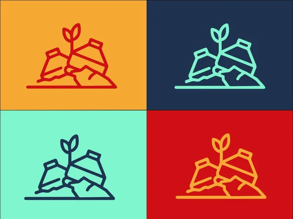 Modèle Logo Pollution Sol Simple Icône Plate Sol Pollution Environnement — Image vectorielle