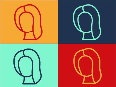 Saç Peruğu Logosu Şablonu, Basit Düz Güzellik Simgesi, Moda, Saç Tarzı