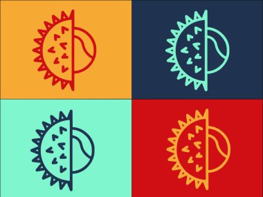 Yarım Chetnut Logo Şablonu, Ceviz Düz Simgesi, kahverengi, sonbahar