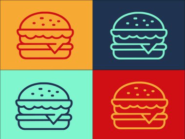 Hamburger Logo Şablonu, Basit Düz Hamburger Simgesi, Hamburger, Yemek