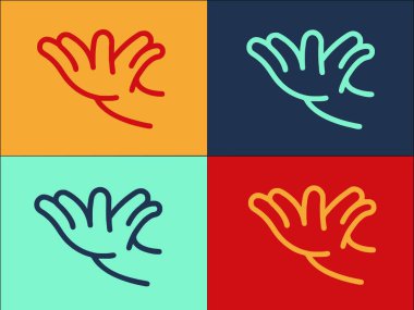 El Hareketi Tüm Parmaklar Logo Şablonu, İşaret, parmak, jest Basit Düz Simgesi