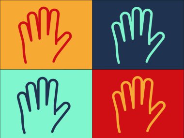 El Hareketleri Beş Parmak Logo Şablonu, Basit Düz El Simgesi, İşaret, Jest