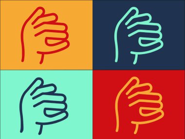 El Hareketleri Komik Logo Şablonu, Basit Komik Düz Simge, Jest, El