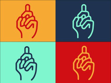 El Hareketi Bir Parmak Logosu Şablonu, Basit Düz İşaret Simgesi, Bir Parmak