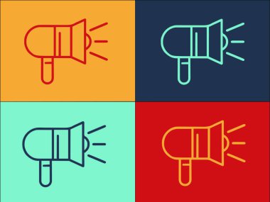 El Sözcüsü Logo Şablonu, Basit Düz Hoparlör Simgesi, Duyuru, Megafon