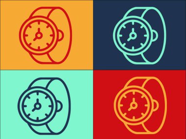 El İzleme Logosu Şablonu, Basit Düz Zaman Simgesi, El, İzle