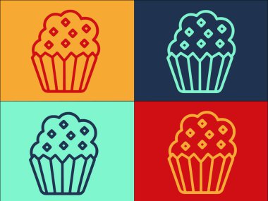 El yapımı Kek Logosu Şablonu, Basit Düz Yemek Simgesi, Kek, Tatlı