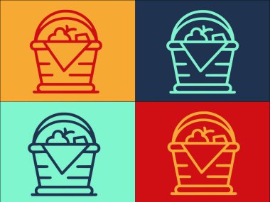 El yapımı Piknik Sepet Logosu Şablonu, El yapımı, izole edilmiş, sepetin Basit Düz Simgesi